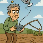 Dessin satirique dénonçant les fausses promesses de détection d’eau par satellite au Maroc