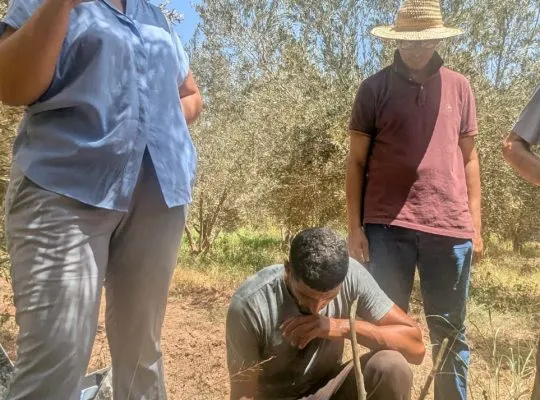 Sourcier Maroc utilisant des appareils géophysiques pour localiser l’eau souterraine à Marrakech