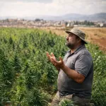 فلاح مغربي تحت المطر في منطقة مراكش – Détection eau souterraine Maroc pour sécuriser l’irrigation agricole