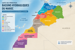 Carte des principaux bassins hydrauliques du Maroc
